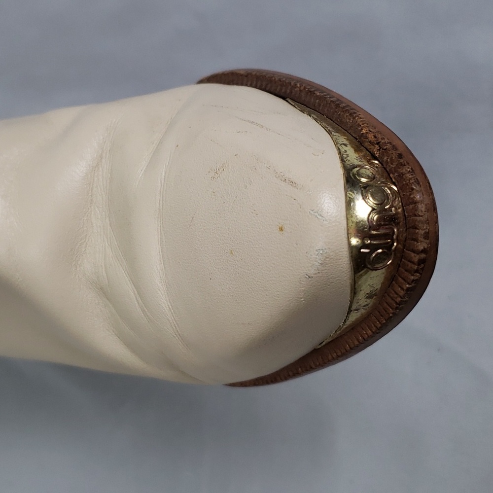Vtg. Dingo Cowgirl Boots Leather Cream Color - Picture 8 of 10